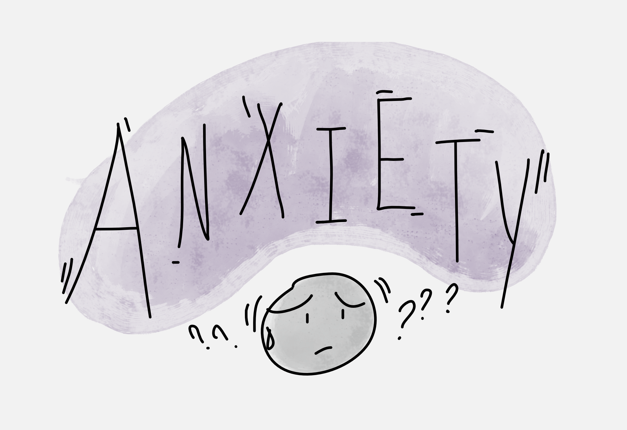 Anxiety treatment - drawing of a concerned face and the word anxiety.