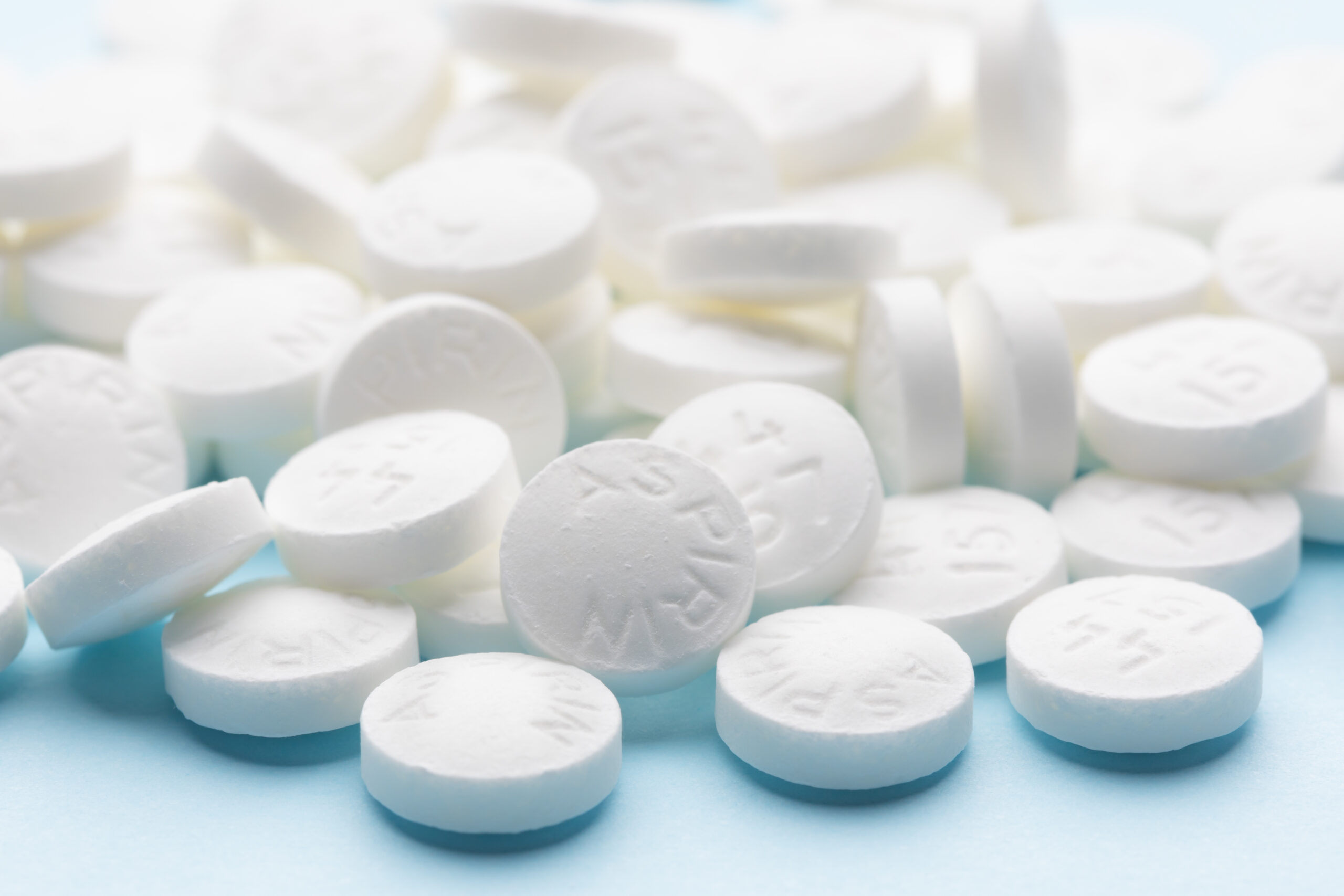 Pile of aspirin pills.